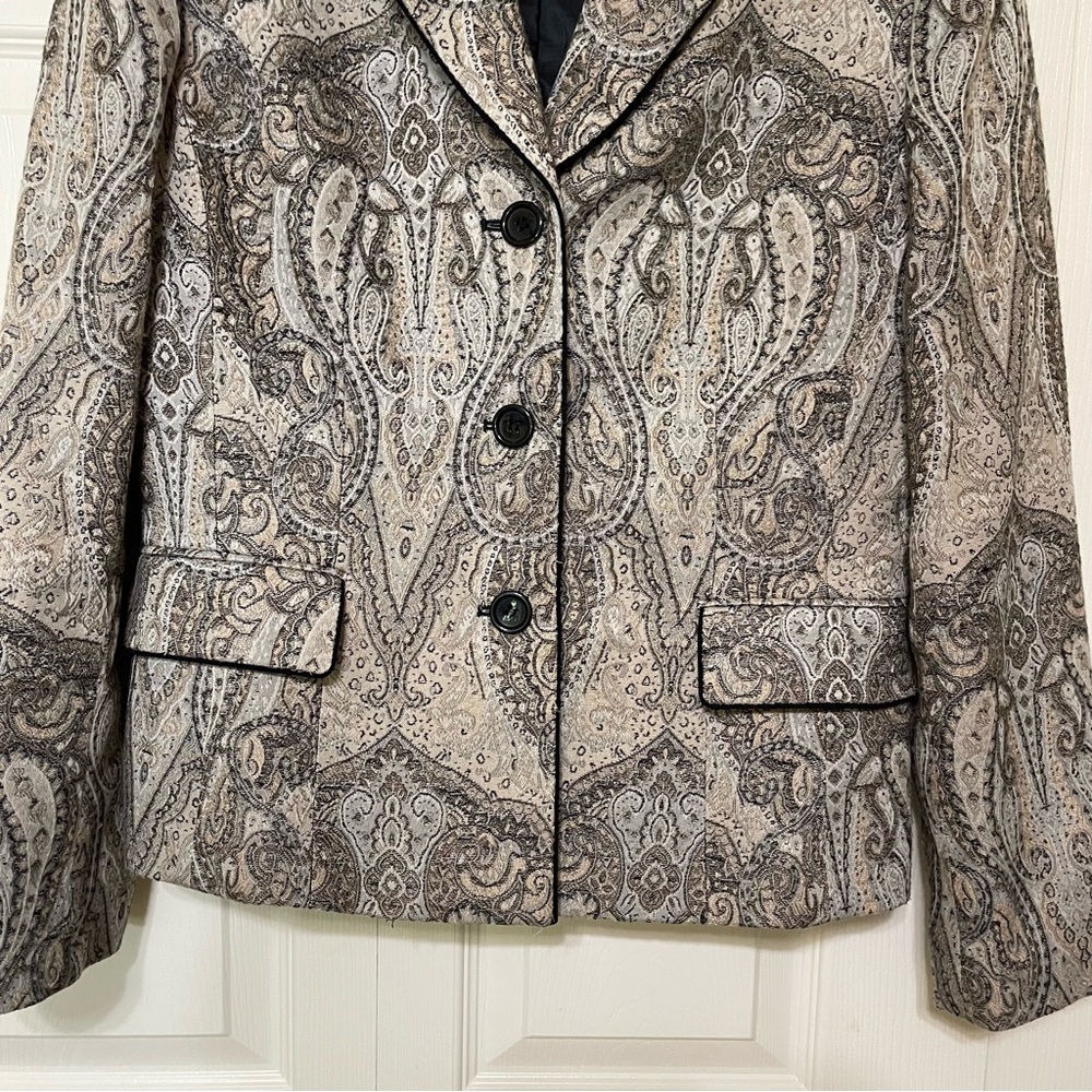 Evan Picone Women's Paisley Blazer - Black and Gray - Picture 3 of 7